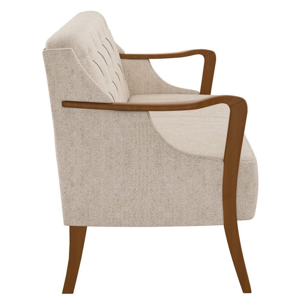 Poltrona Namoradeira 2 Lugares 135cm Capitonê Lapa M22 Linho Cru Liso - Mpozenato - 5