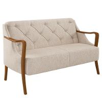 Poltrona Namoradeira 2 Lugares 135cm Capitonê Lapa M22 Linho Cru Liso - Mpozenato - 1