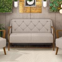 Poltrona Namoradeira 2 Lugares 135cm Capitonê Lapa M22 Linho Cru Liso - Mpozenato - 2