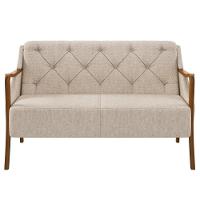 Poltrona Namoradeira 2 Lugares 135cm Capitonê Lapa M22 Linho Cru Liso - Mpozenato - 3