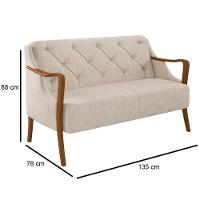 Poltrona Namoradeira 2 Lugares 135cm Capitonê Lapa M22 Linho Cru Liso - Mpozenato