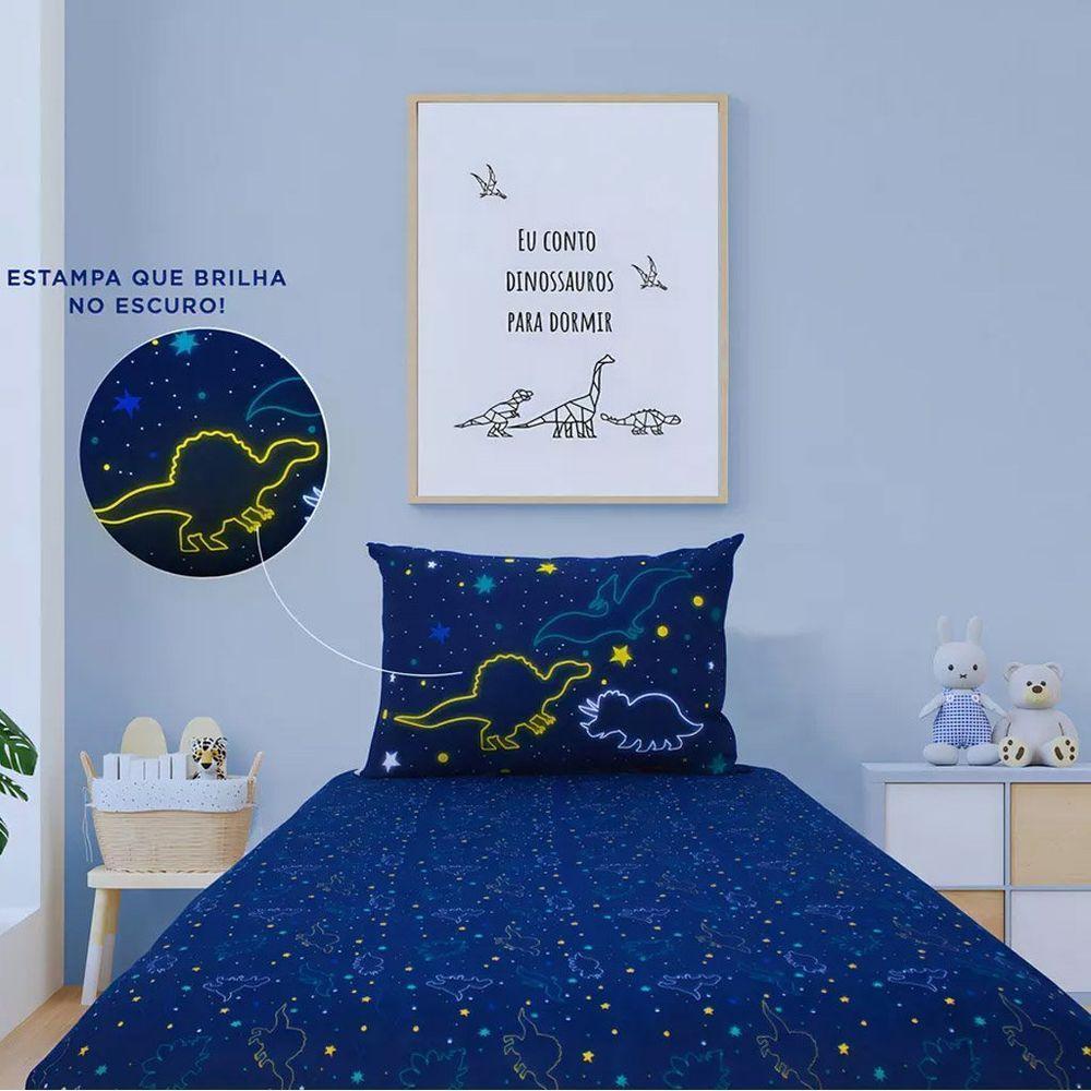 Jogo De Cama Solteiro 2 Pçs Joy 70% Algodão 30% Poliéster Dinossauros - 6