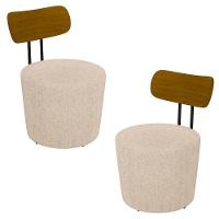 Kit 2 Poltronas Decorativas Redondas 53cm Le Moon M22 Linho Cru - Mpozenato - 1