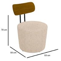 Kit 2 Poltronas Decorativas Redondas 53cm Le Moon M22 Linho Cru - Mpozenato