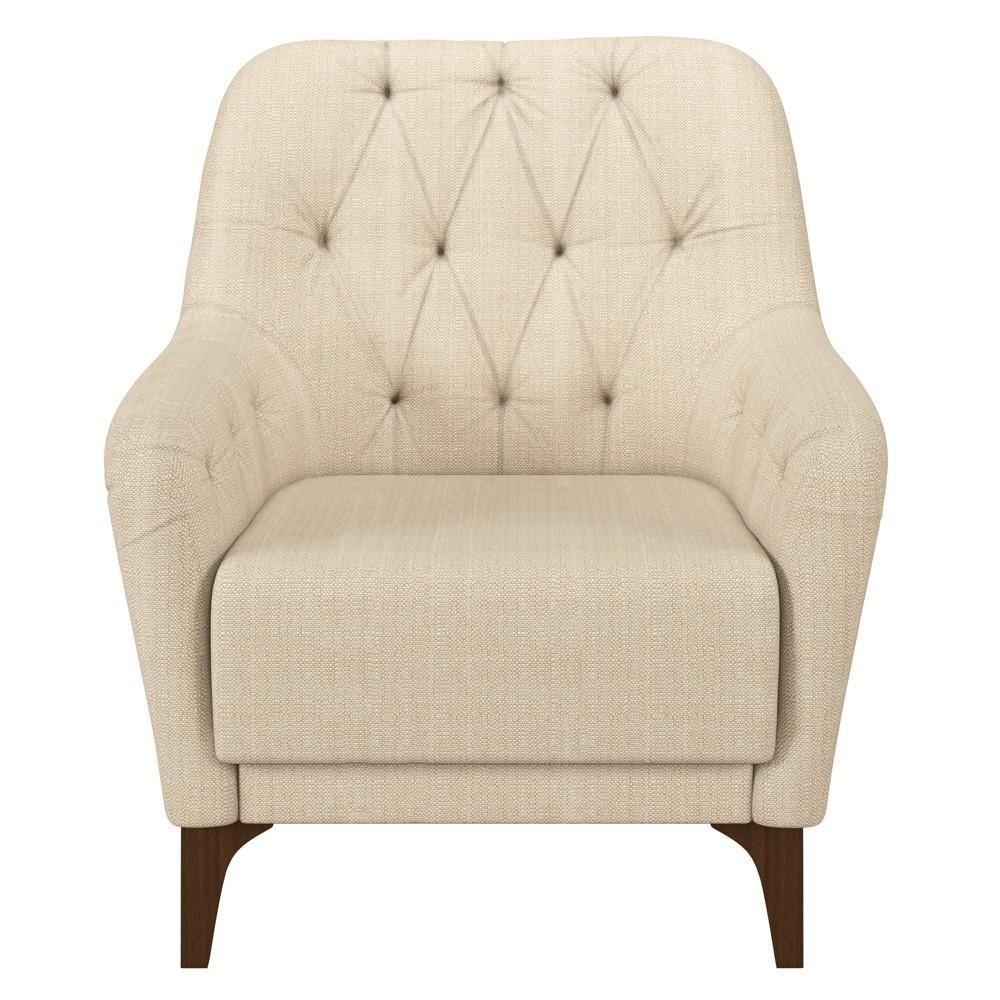 Poltrona Decorativa Para Sala De Estar Com Capitonê Pietà M22 Linho Champanhe - Mpozenato - 3