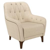 Poltrona Decorativa Para Sala De Estar Com Capitonê Pietà M22 Linho Champanhe - Mpozenato - 1