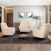 Poltrona Decorativa Para Sala De Estar Com Capitonê Pietà M22 Linho Champanhe - Mpozenato - 2