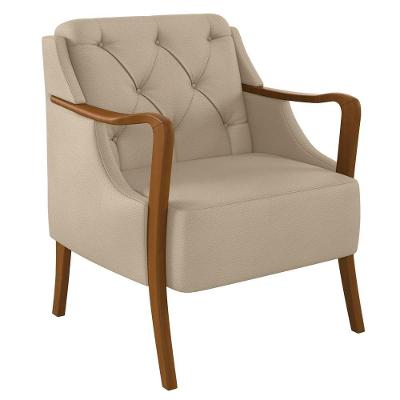 Poltrona Decorativa Para Sala De Estar Capitonê Lapa M22 Pu Bege - Mpozenato