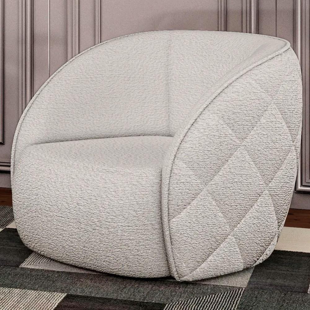 Kit 2 Poltronas Decorativa Para Sala 90cm Tressê Zion M22 Boucle Branco - Mpozenato - 2
