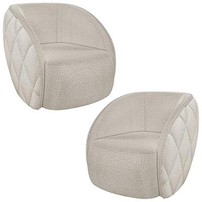 Kit 2 Poltronas Decorativa Para Sala 90cm Tressê Zion M22 Boucle Branco - Mpozenato