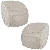 Kit 2 Poltronas Decorativa Para Sala 90cm Tressê Zion M22 Boucle Branco - Mpozenato - 1