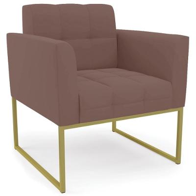 Poltrona Decorativa Ana Veludo Dourado Rosa Ibiza