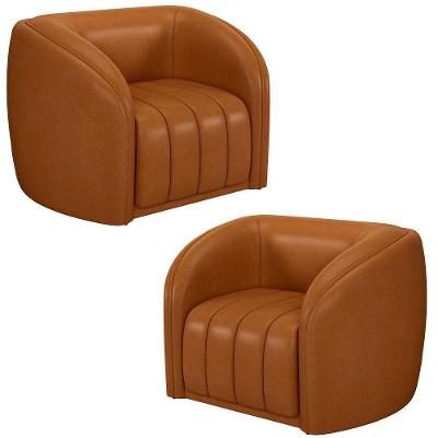 Kit 2 Poltronas Decorativa Para Sala 112cm Meris M22 Sintético Caramelo - Mpozenato