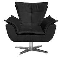 Poltrona Decorativa Sala De Estar Base Giratória Cromada Opla Suede Preto - Ibiza - 2