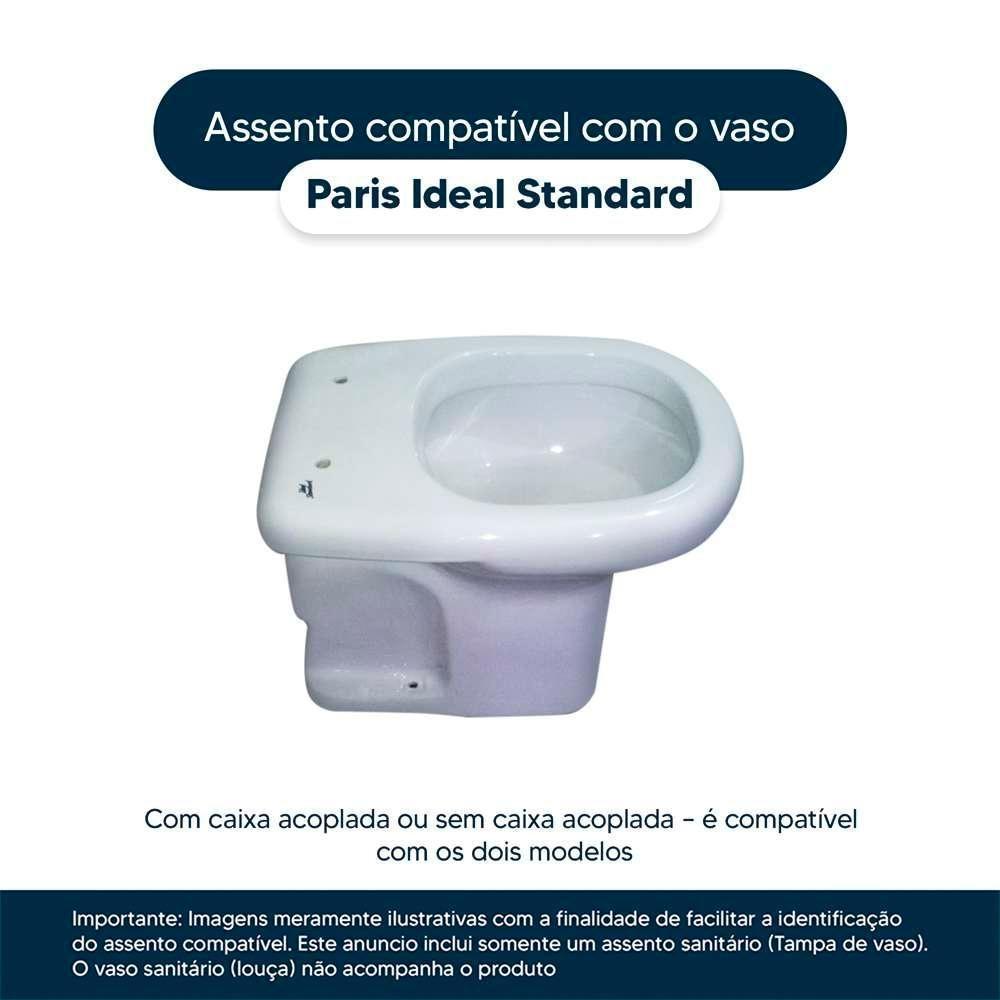 Assento Sanitário Com Fechamento Lento Paris Bone Para Vaso Ideal Standard Com Ferragem Dourada - 4