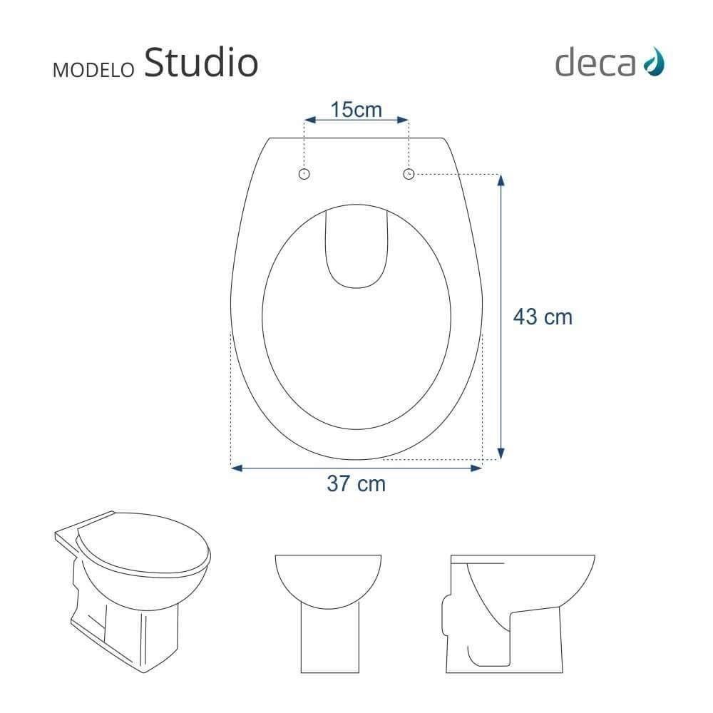 Assento Sanitário Com Fechamento Lento Studio ébano (preto) Para Vaso Deca - 3
