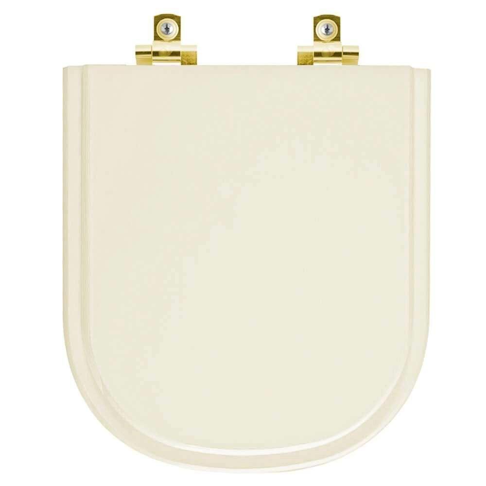 Assento Sanitário Com Fechamento Lento Vogue Plus Creme Para Vaso Deca Com Ferragem Dourada - 1