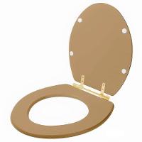 Assento Sanitário Convencional Oval Bege Castor Para Vaso Deca Com Ferragem Dourada - 2