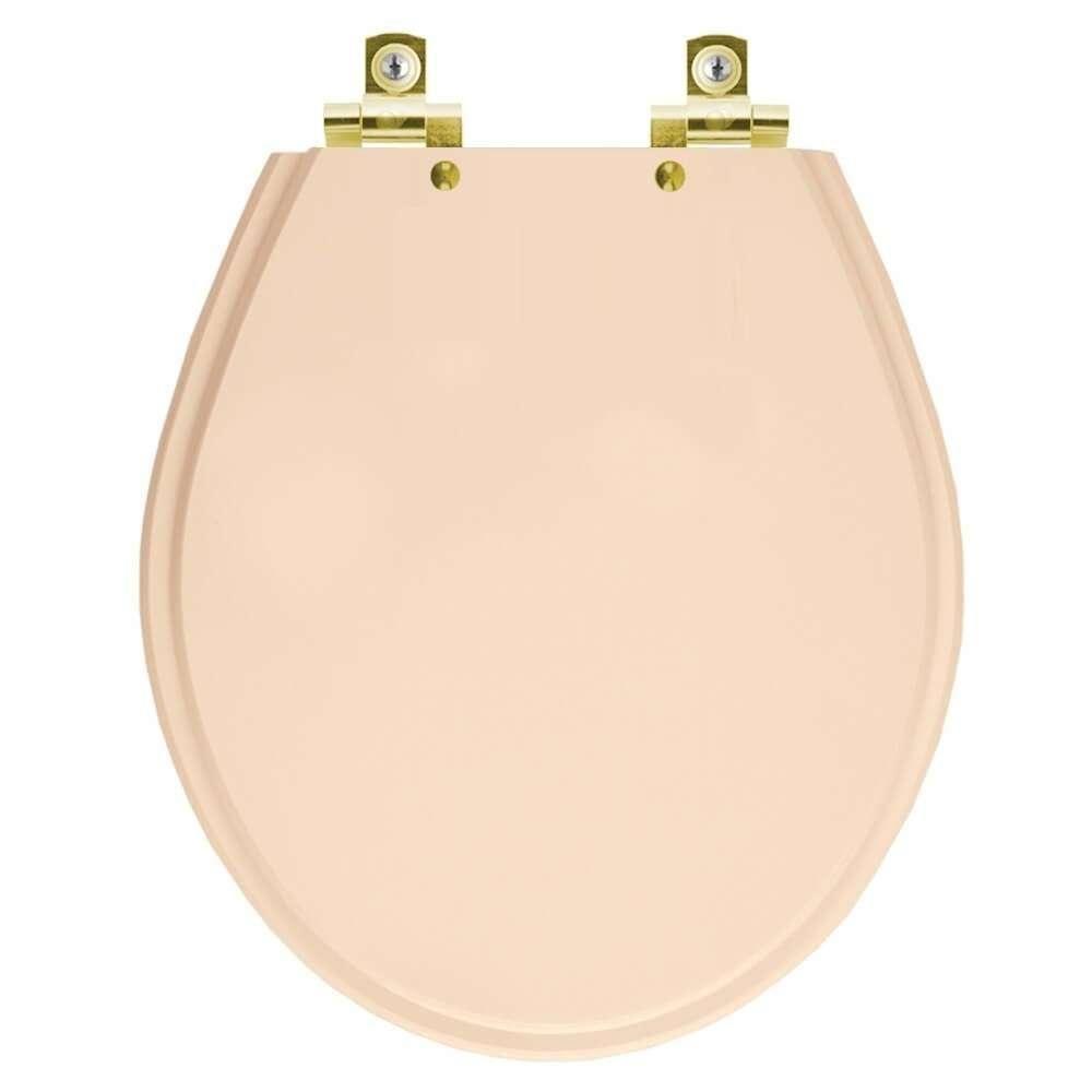 Assento Sanitário Com Fechamento Lento Ravena Rosa Floral Para Vaso Deca Com Ferragem Dourada - 1