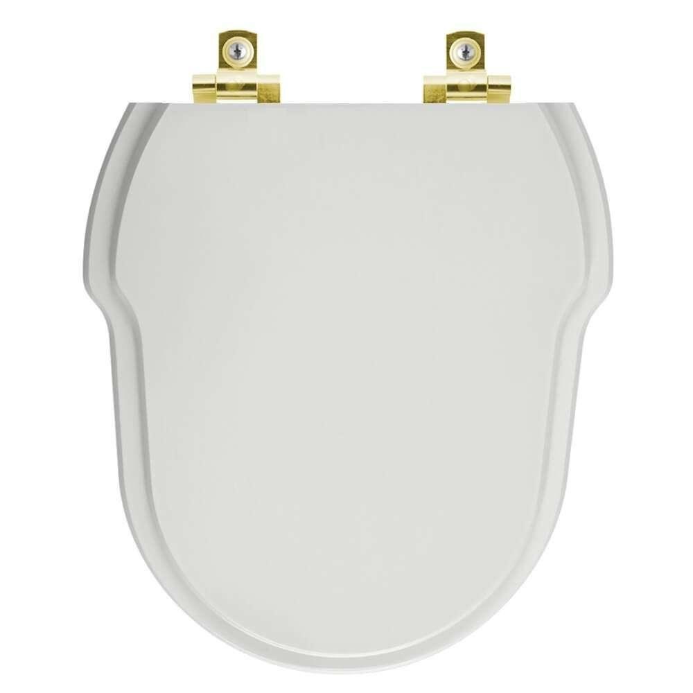 Assento Sanitário Com Fechamento Lento Ibiza Cinza Platina Para Vaso Incepa Com Ferragem Dourada - 1