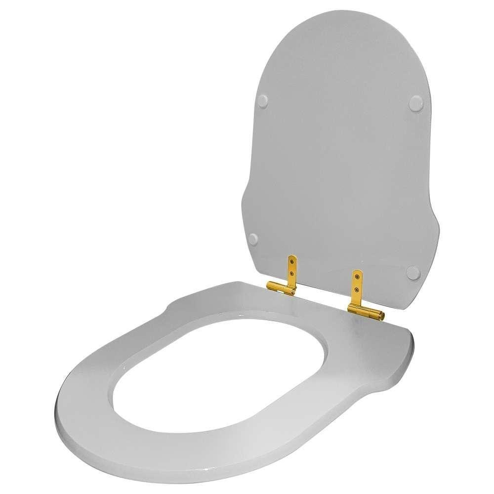 Assento Sanitário Com Fechamento Lento Ibiza Cinza Platina Para Vaso Incepa Com Ferragem Dourada - 2