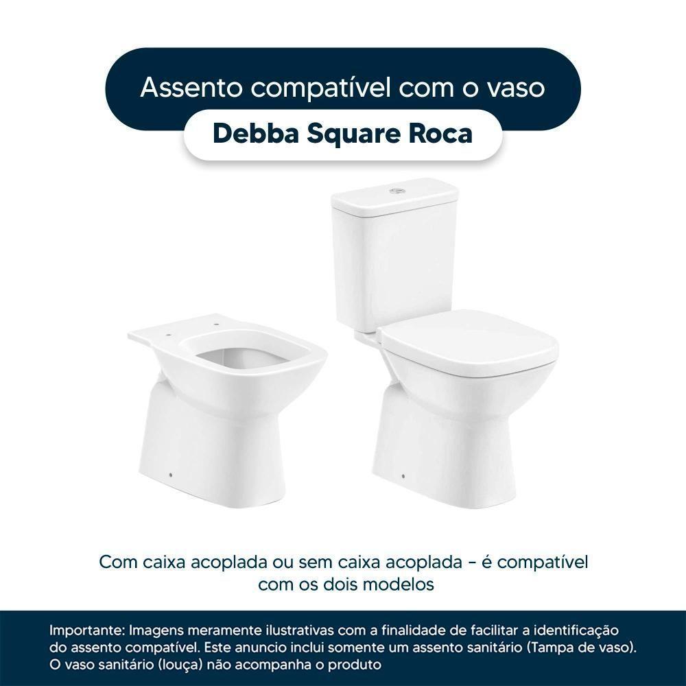 Assento Sanitário Em Mdf Debba Square Branco Para Bacia Roca - 4