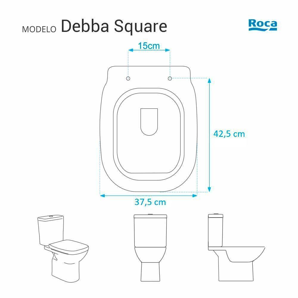 Assento Sanitário Em Mdf Debba Square Branco Para Bacia Roca - 5