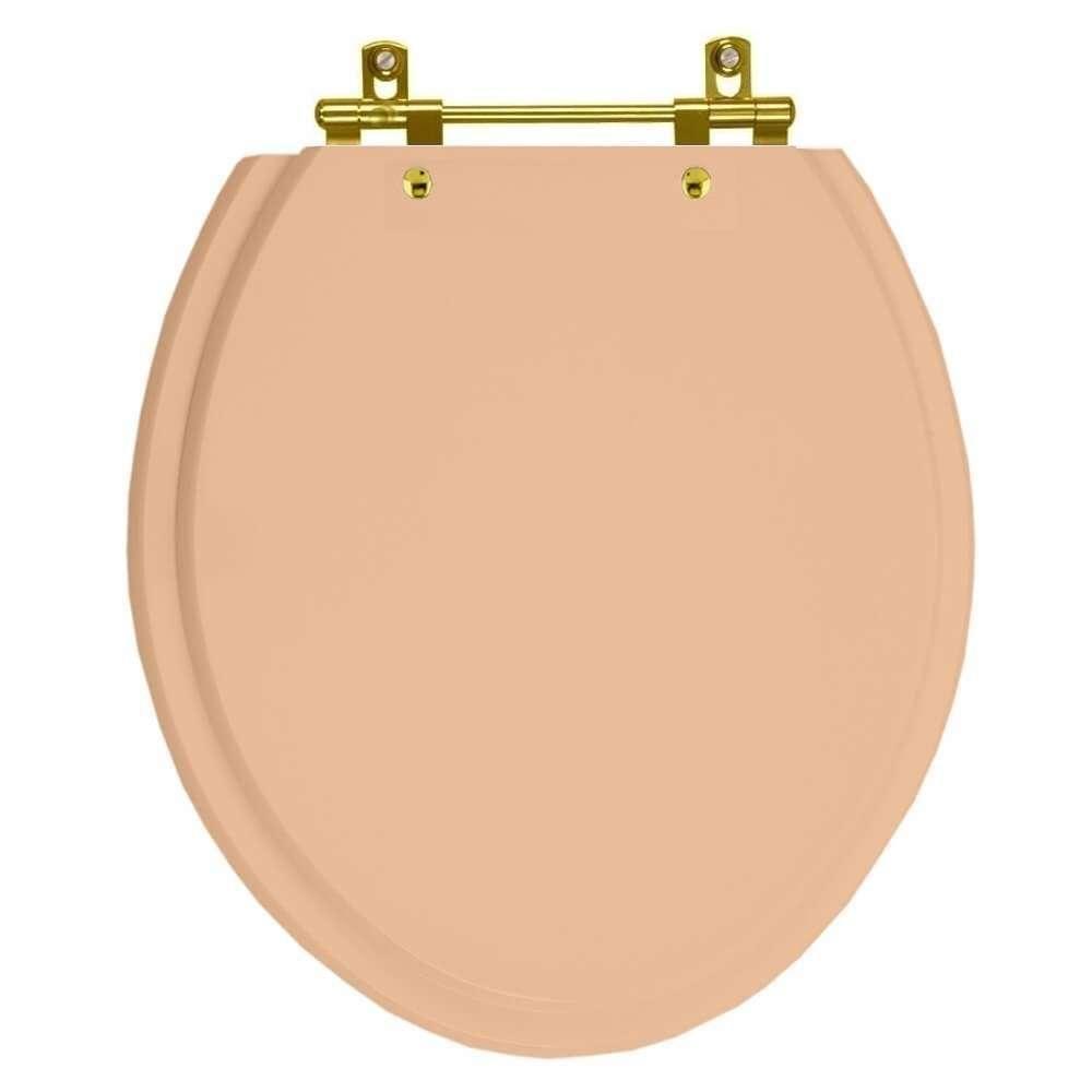 Assento Sanitário Convencional Oval Pêssego 73 Para Vaso Celite Com Ferragem Dourada - 1