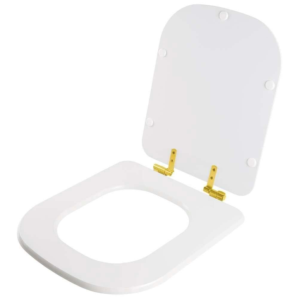 Assento Sanitário Com Fechamento Lento Debba Branco Para Vaso Roca Com Ferragem Dourada - 2