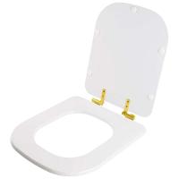 Assento Sanitário Com Amortecedor Unic Branco Para Vaso Deca Com Ferragem Dourada - 2