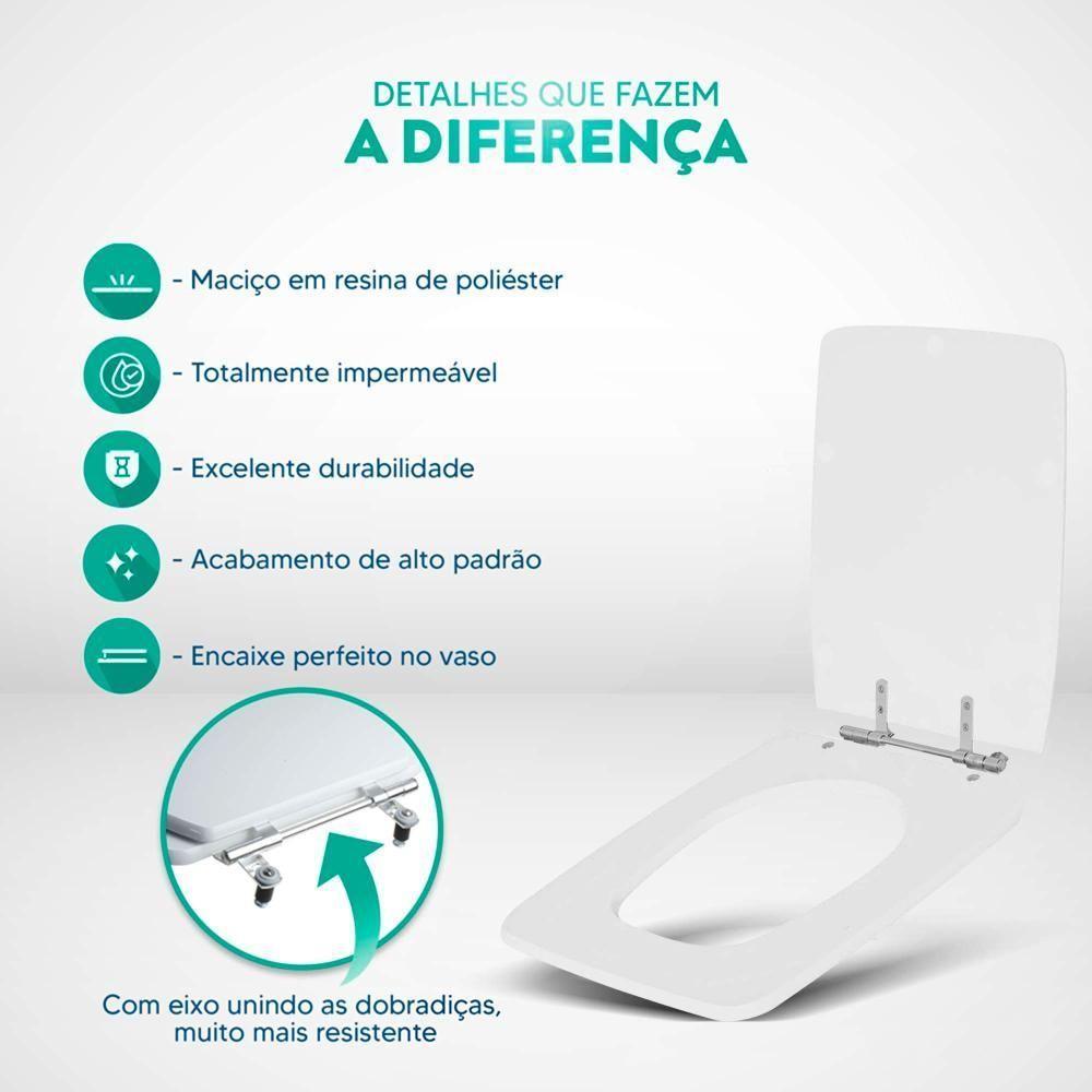 Assento Sanitário Poliéster Vila Rica Branco Para Louça Icasa - 3