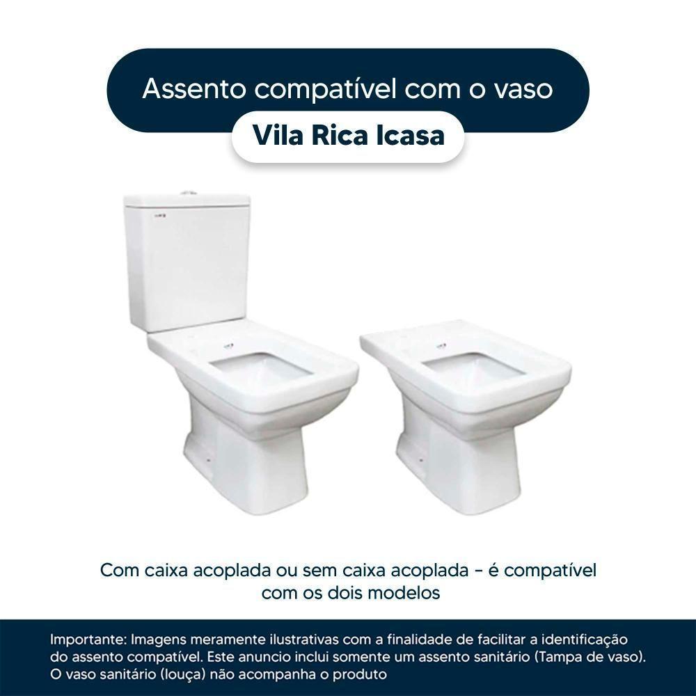 Assento Sanitário Poliéster Vila Rica Branco Para Louça Icasa - 4