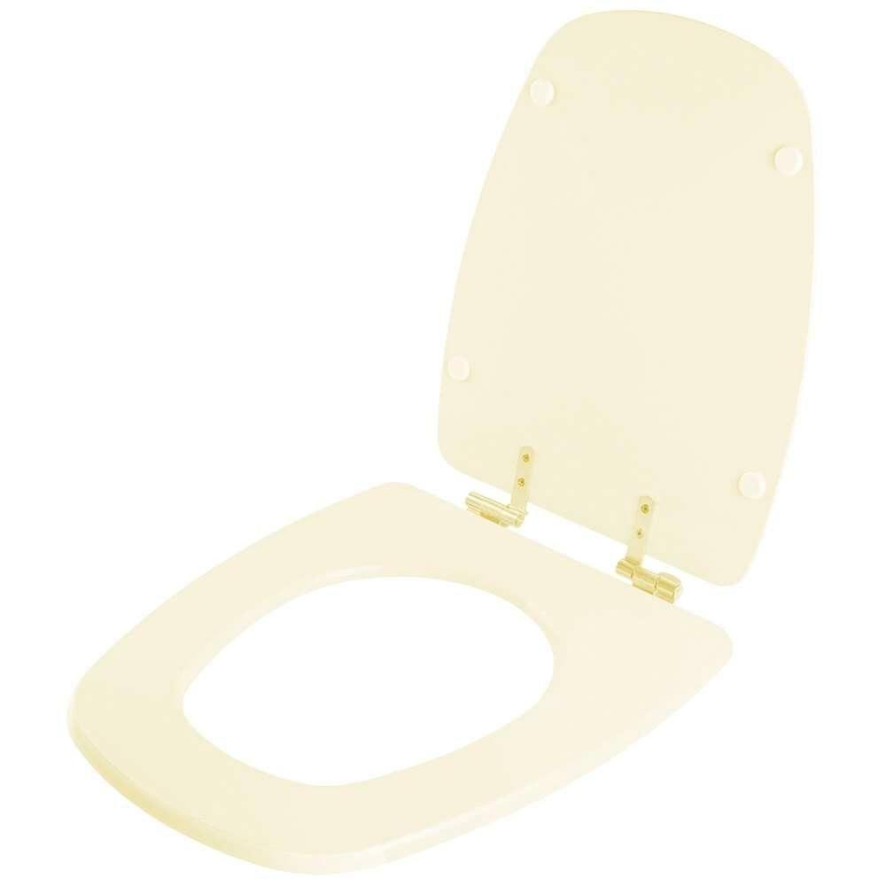 Assento Sanitário Com Amortecedor Monte Carlo Creme Para Vaso Deca Com Ferragem Dourada - 2