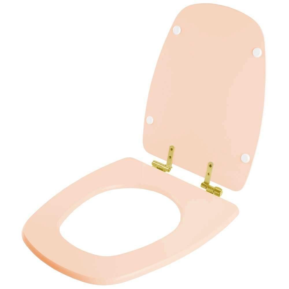 Assento Sanitário Com Amortecedor Monte Carlo Rosa Floral Para Vaso Deca Com Ferragem Dourada - 2