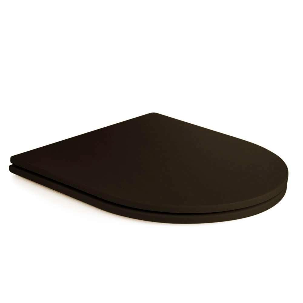 Assento Sanitário Poliéster Luxo Carrara Marrom Fosco Para Vaso Deca Com Ferragem Dourada - 1