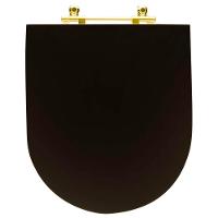 Assento Sanitário Poliéster Luxo Carrara Marrom Fosco Para Vaso Deca Com Ferragem Dourada - 6