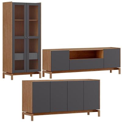 Cristaleira Balcao Buffet E Rack Sala De Estar Tauari Concret Milani Store