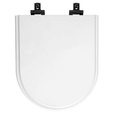 Tampa De Vaso Laqueado Com Amortecedor Link-lk Branco Para Bacia Deca Com Ferragem Preta