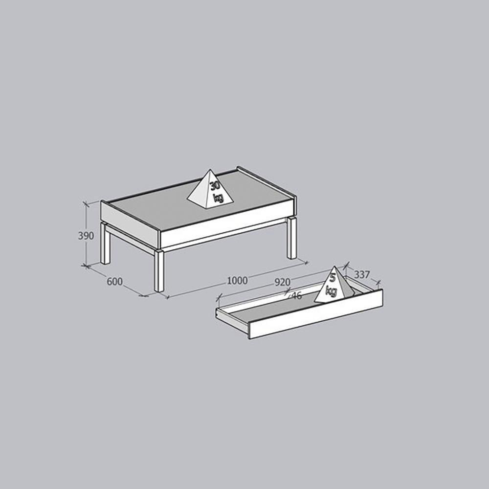 Mesa De Centro 1 Gaveta 100 Cm 2151 Tauari Concret Milani Store - 5