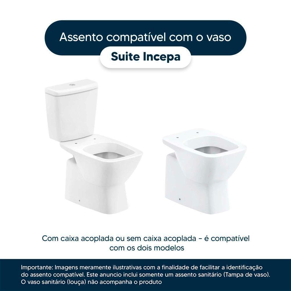Tampa De Vaso Poliéster Suite Branco Para Bacia Incepa 1.6gpf 6lpf - 4