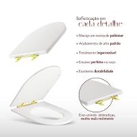Assento Sanitário Poliéster Antibacteriano Carrara Branco Para Vaso Deca Com Ferragem Dourada - 5