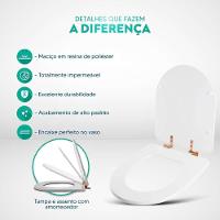 Tampa De Vaso Poliéster Com Amortecedor Smart Onix (preto Fosco) Para Bacia Celite Com Ferragem Rose Gold