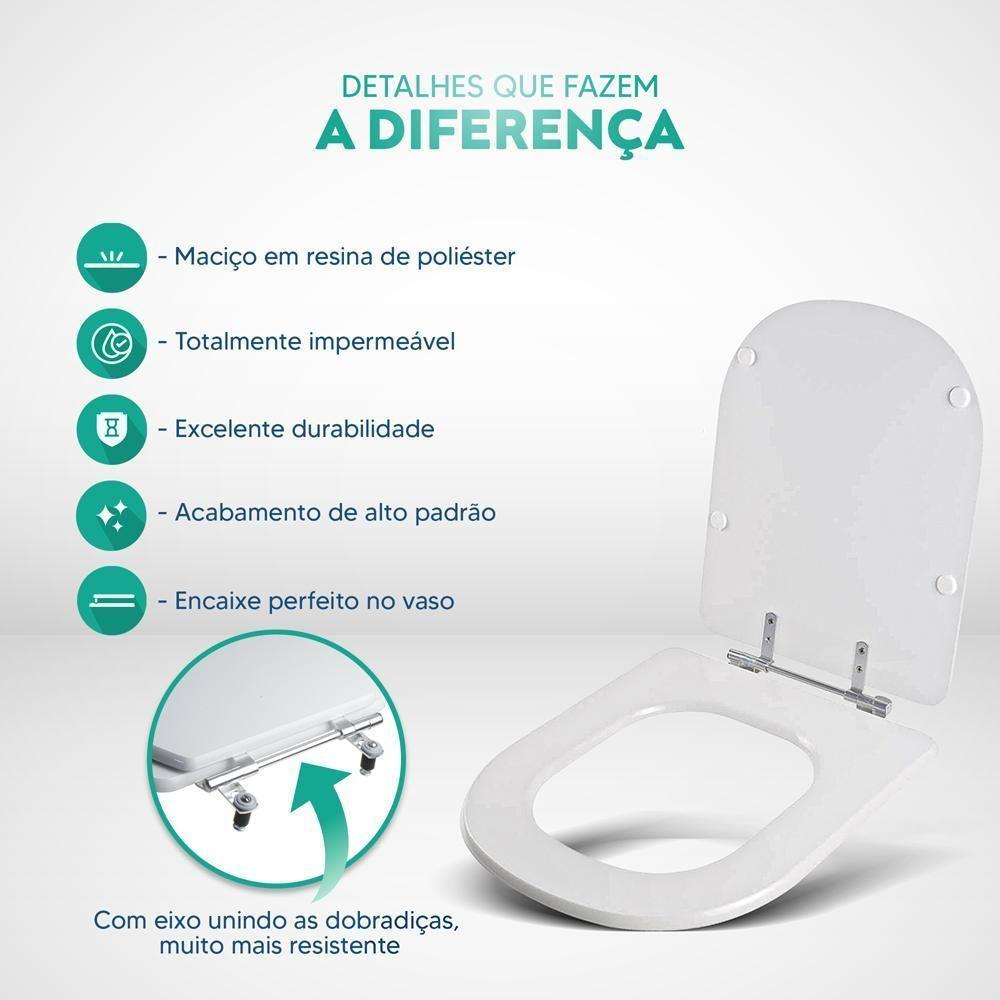 Assento Sanitário Poliester Vogue Plus Branco Para Vaso Deca - 3