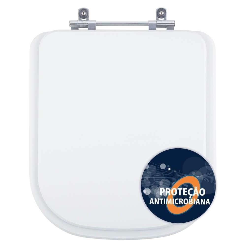 Assento Sanitário Poliester Antibacteriano Quadra Branco Para Vaso Deca - 1