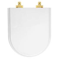 Assento Sanitário Mdf Soft Close Duna Branco Para Vaso Deca Com Ferragem Dourada - 1
