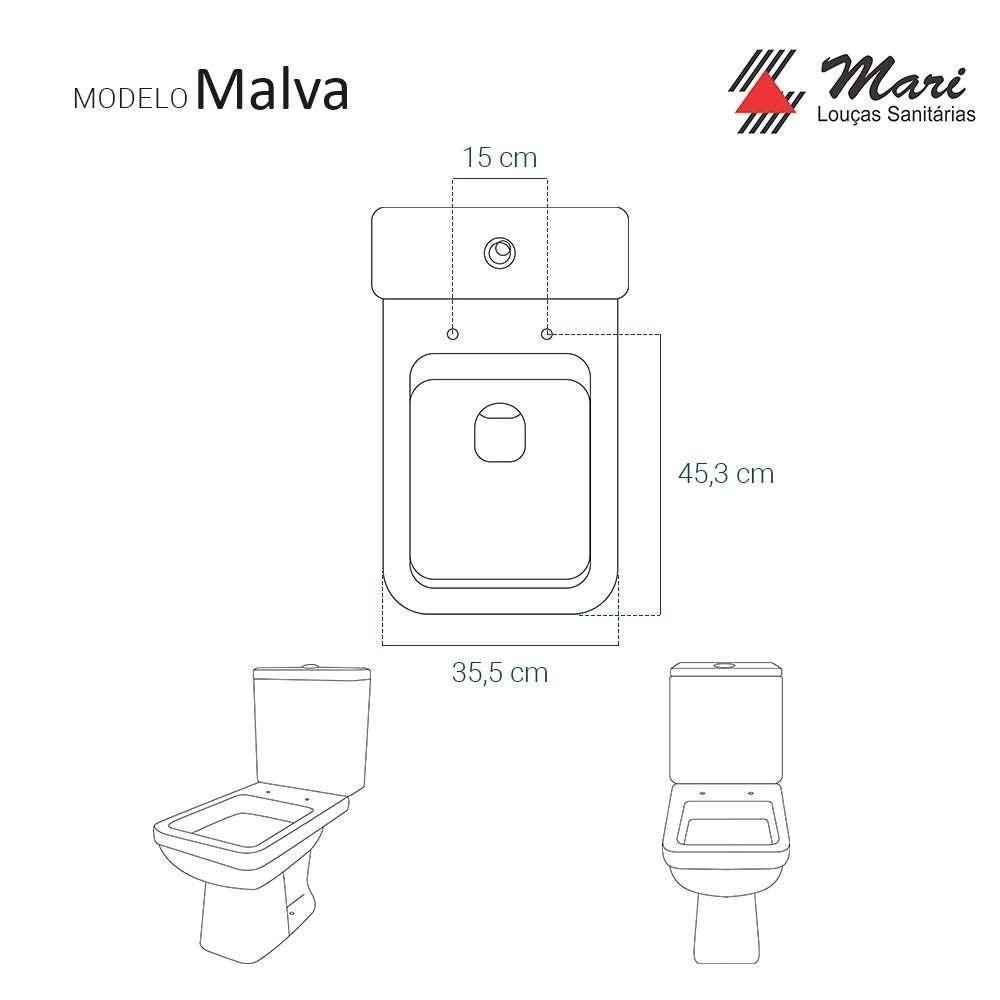 Assento Sanitário Poliéster Malva Branco Para Vaso Mari - 3