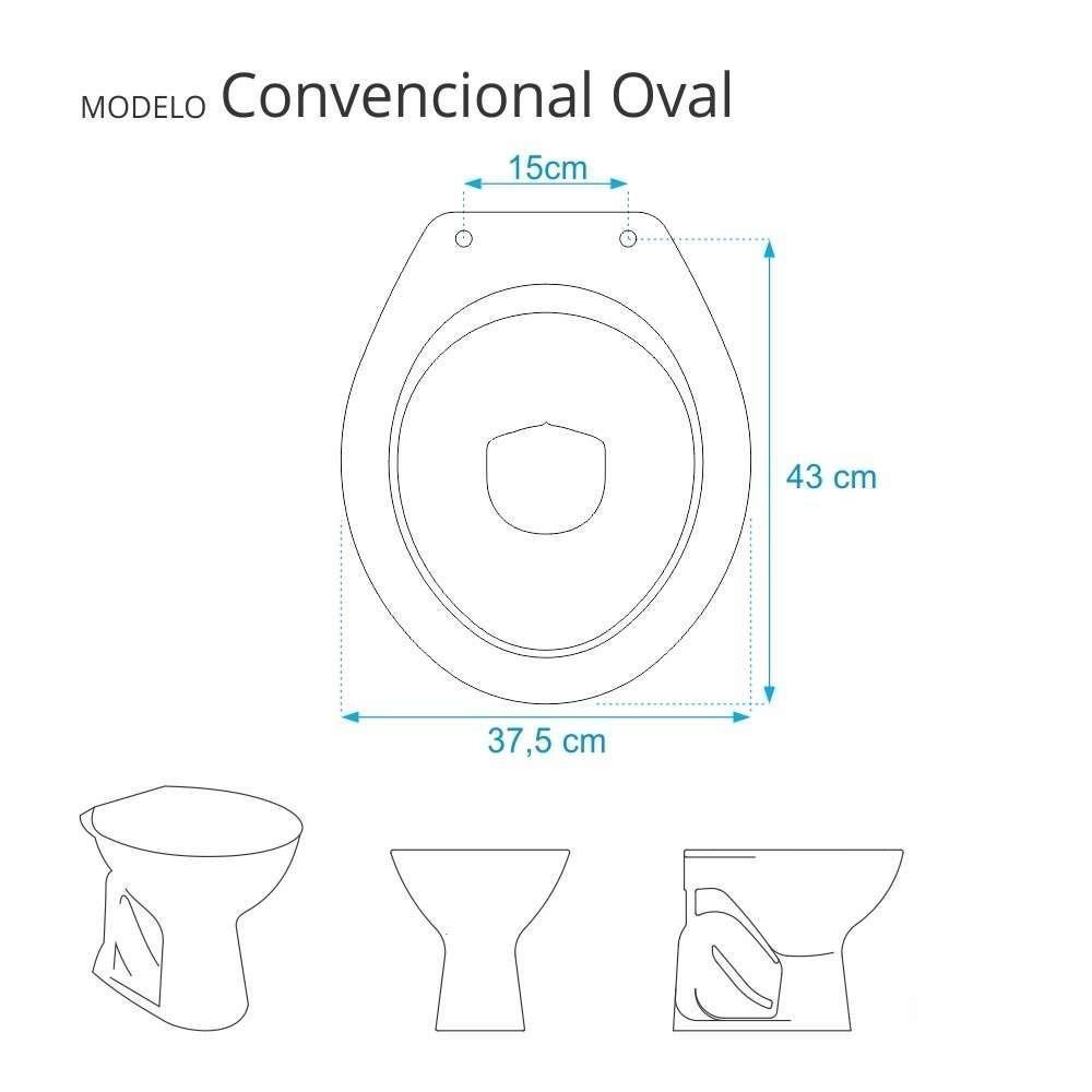 Assento Sanitário Com Amortecedor Convencional Oval Creme Para Vaso Deca - 3