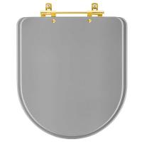 Assento Sanitário Carrara Cinza Vip (cinza Escuro) Para Vaso Deca Com Ferragem Dourada - 1