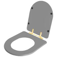 Assento Sanitário Carrara Cinza Vip (cinza Escuro) Para Vaso Deca Com Ferragem Dourada - 2