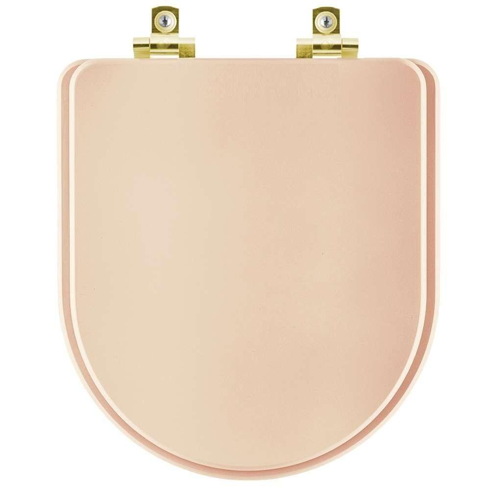 Assento Sanitário Com Amortecedor Carrara Rosa Floral Para Vaso Deca Com Ferragem Dourada - 1